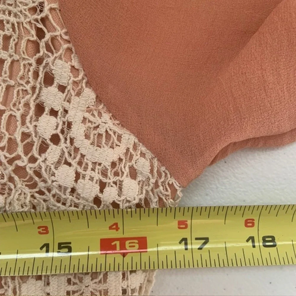 Crochet Lace Boho Mini Dress M Balloon Sleeve 70s Hippie Folk Romantic Feminine